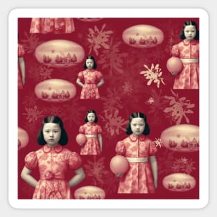 Girls and Balloons Toile Sticker